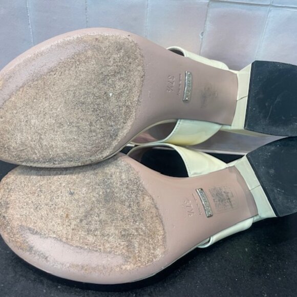 Gucci Made In Italy White Leather Thong Sandals Shoes Size 37.5 US 7.5 Stunning - Picture 10 of 14